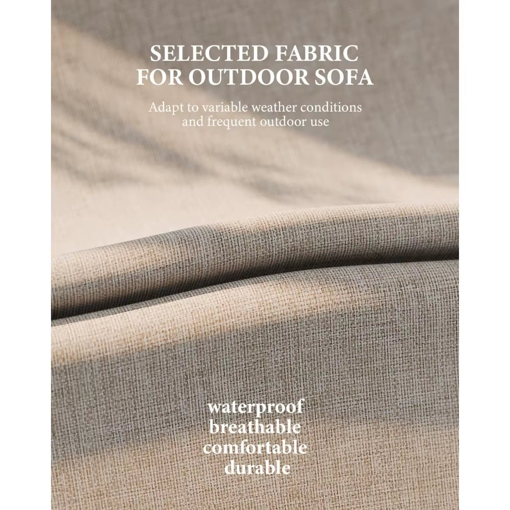 Aluminum Outdoor Patio Furniture - 2 Pcs Armchairs and Coffee Table, All-Weather Metal Modern outside Furniture with Washable T