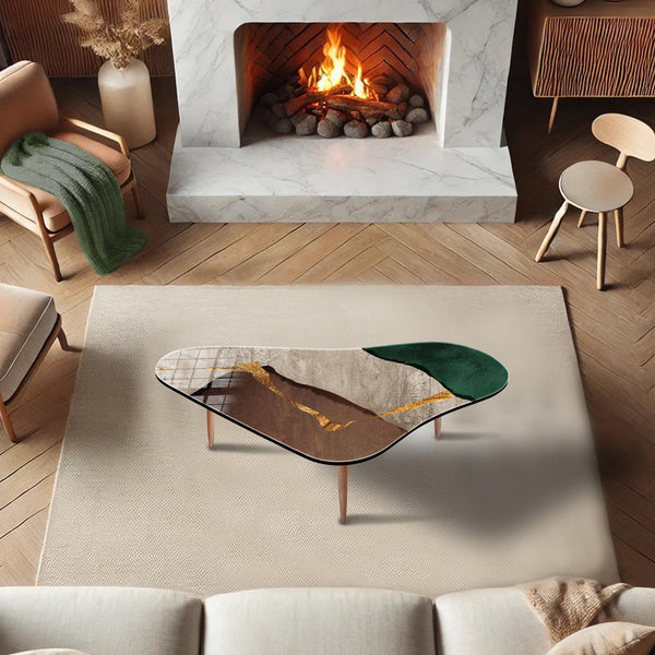 Asymmetrical Tempered Glass Coffee Table, Dining and Bedside Table, Living Room Furniture, Office Center Table, Endside Coffee Table