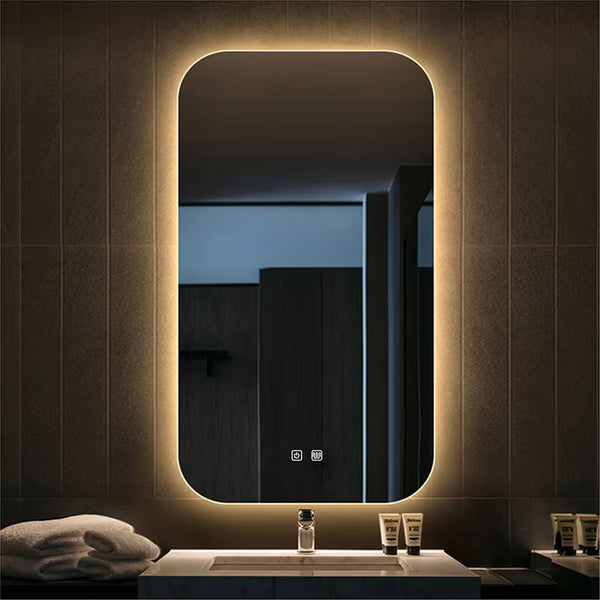Bathroom LED Light Makeup Mirror Modern Smart Touchable Intellegent Glowing Mirror Wall Mounted Vanity Mirror with Anti-Fog