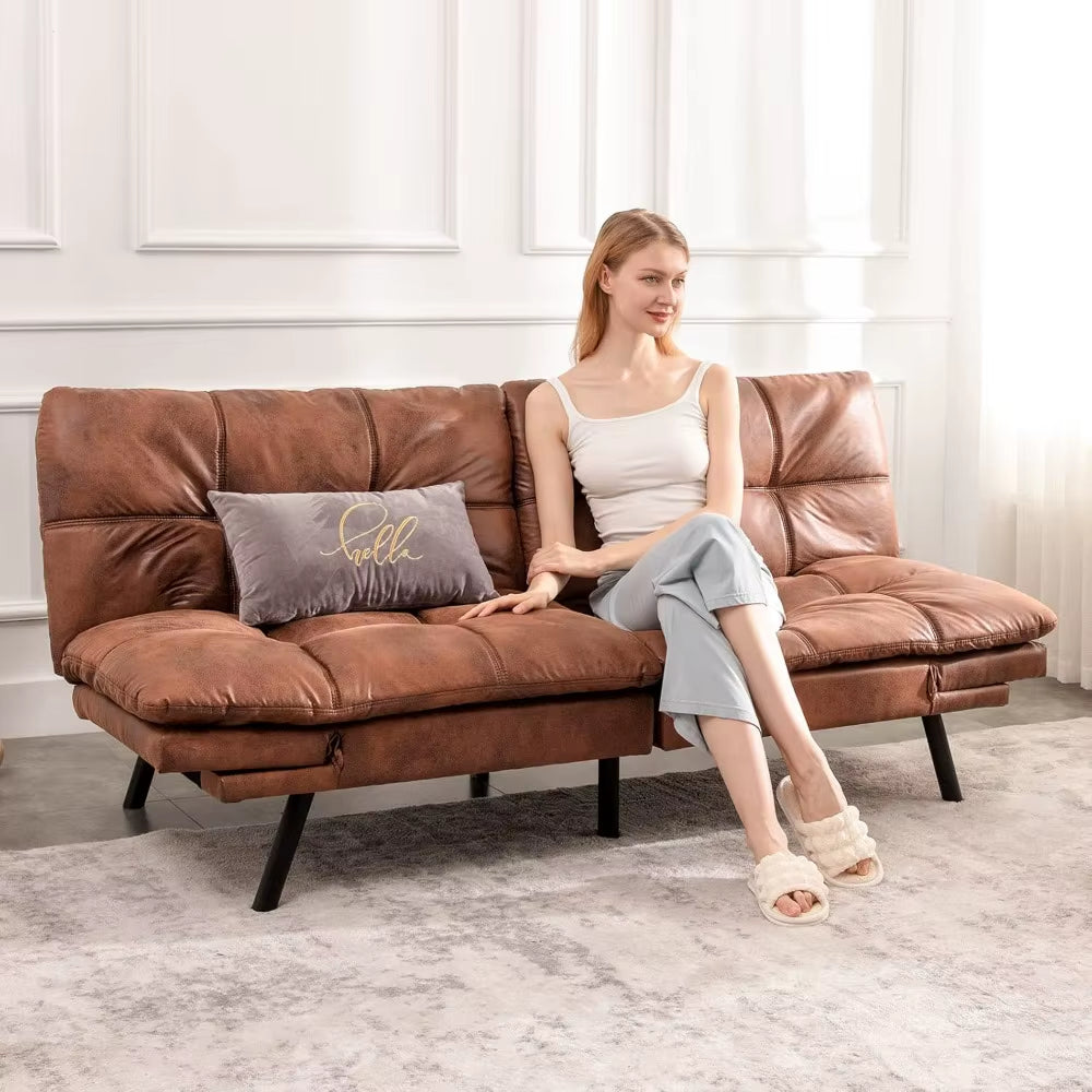 Futon Sofa Bed, Lounge Memory Foam Sleeper Couch for Living Room, Convertible Loveseat for Compact Living Spaces, Studio Apa